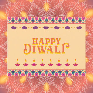 Carte Postale Diwali Floral traditionnel et Diya Design