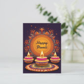 Carte Postale Diwali traditionnel avec Diyas (Debout devant)