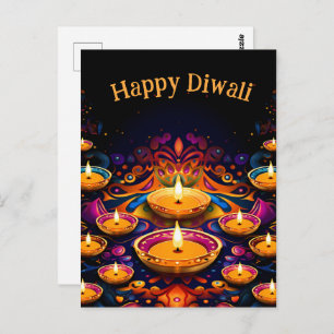 Carte Postale Diwali traditionnel avec Diyas