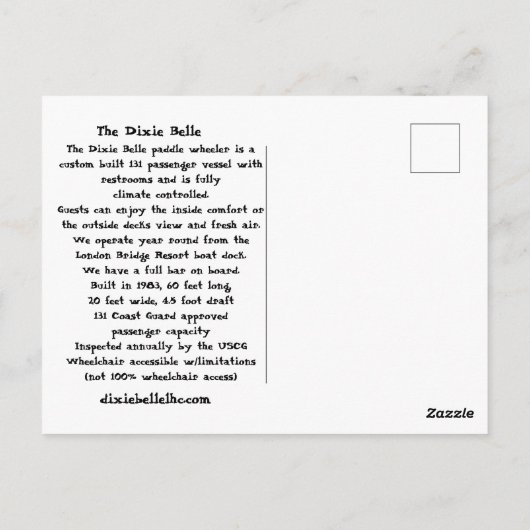 Carte Postale Dixie Belle (Dos)