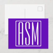 Carte Postale DIY Couleur | Monogramme à 3 Initiales Modernes Gr (Devant / Derrière)