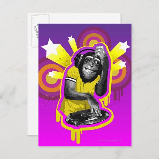 Carte Postale DJ Chimpanzé (Devant / Derrière)