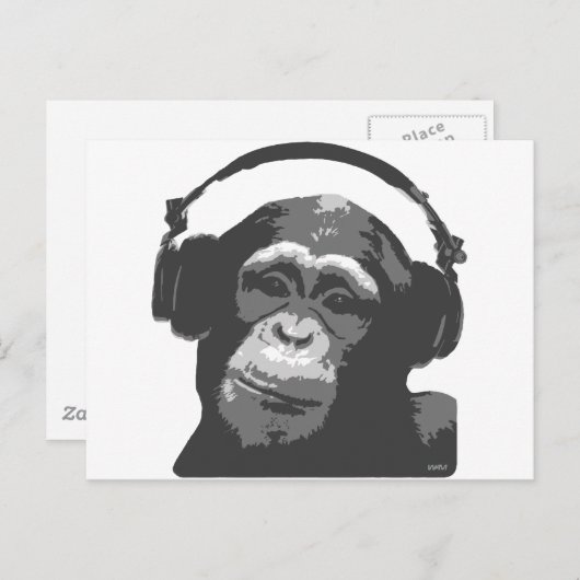 CARTE POSTALE DJ MONKEY (Devant / Derrière)