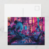 Carte Postale DJ Panda avec écouteurs (Devant / Derrière)