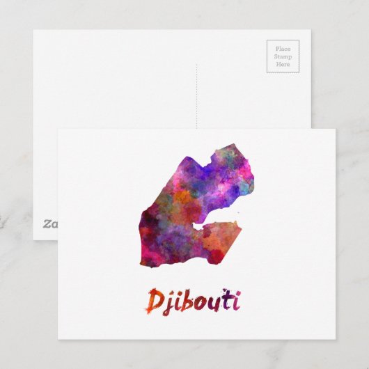 Carte Postale Djibouti in watercolor (Devant / Derrière)