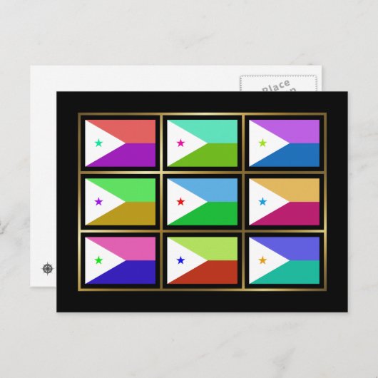 Carte postale Djibouti Multihue Flags (Devant / Derrière)