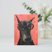 Carte Postale Doberman avec lunettes (Debout devant)