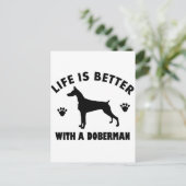 Carte Postale Doberman chien design (Debout devant)
