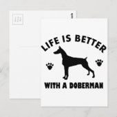 Carte Postale Doberman chien design (Devant / Derrière)