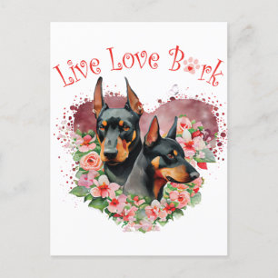 Carte Postale Doberman Chien Maman Floral