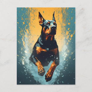 Carte Postale Doberman coloré