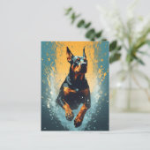 Carte Postale Doberman coloré (Debout devant)