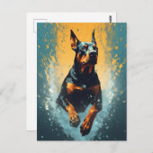 Carte Postale Doberman coloré (Devant / Derrière)