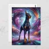 Carte Postale Doberman dans le Cosmos (Devant / Derrière)