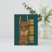 Carte Postale Doberman Head, Red Dobes Rule (Debout devant)