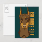 Carte Postale Doberman Head, Red Dobes Rule (Devant / Derrière)