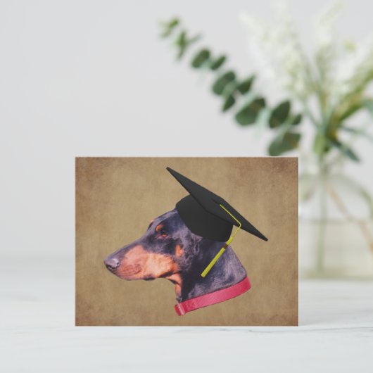 Carte Postale Doberman In Graduation Cap Funny Dog Personalized (Debout devant)