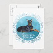 Carte Postale Doberman noir Pinscher (Devant / Derrière)