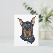 Carte Postale Doberman noir Pinscher (Debout devant)
