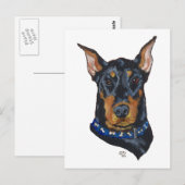 Carte Postale Doberman noir Pinscher (Devant / Derrière)