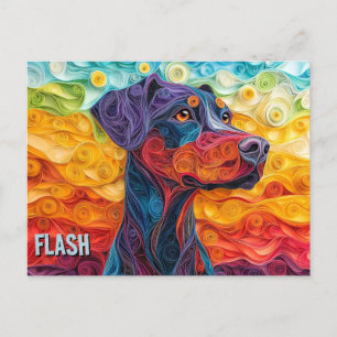 Carte Postale Doberman Papier Quitter Art Chien Portrait