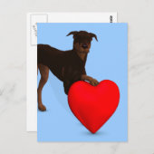 Carte Postale Doberman Pinscher Avec Coeur (Devant / Derrière)
