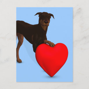 Carte Postale Doberman Pinscher Avec Coeur