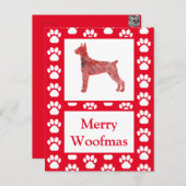 Carte Postale Doberman Pinscher Chien Silhouette R Joyeux Noël (Devant / Derrière)