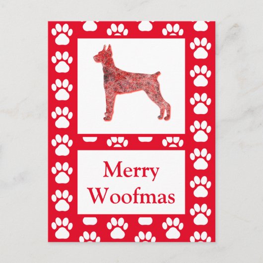 Carte Postale Doberman Pinscher Chien Silhouette R Joyeux Noël (Devant)