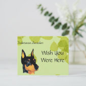 Carte Postale Doberman Pinscher ~ Design Feuille vert (Debout devant)