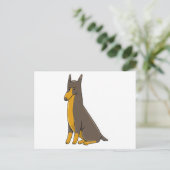Carte Postale Doberman Pinscher Dessin assis (Debout devant)