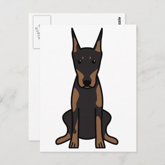 Carte Postale Doberman Pinscher Dessin de chien (Devant / Derrière)