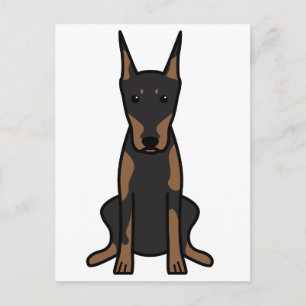 Carte Postale Doberman Pinscher Dessin de chien