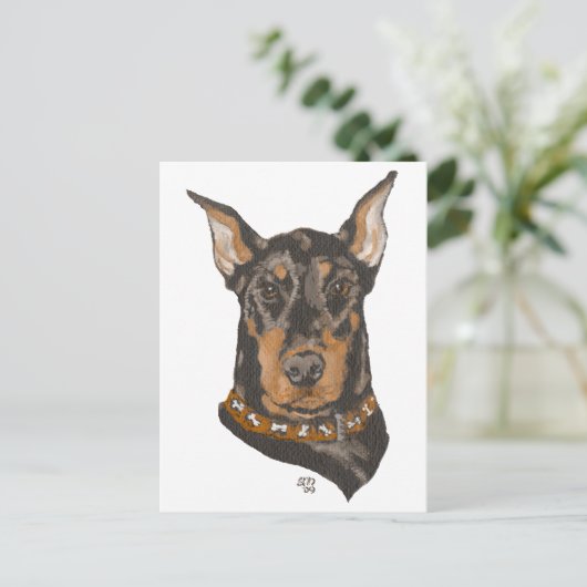 Carte Postale Doberman Pinscher Head Study (Debout devant)