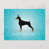 Carte Postale Doberman Pinscher Joyeux Design d'anniversaire (Devant)