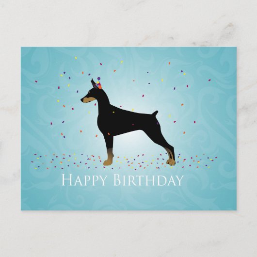 Carte Postale Doberman Pinscher Joyeux Design d'anniversaire (Devant)