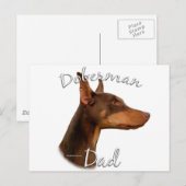Carte Postale Doberman Pinscher (rouge) Papa 2 (Devant / Derrière)