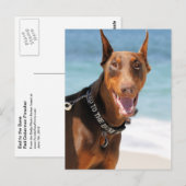 Carte Postale Doberman - Rouge - Mauvais à l'os (Devant / Derrière)