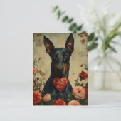 Carte Postale Doberman vintage Saint Valentin (Debout devant)