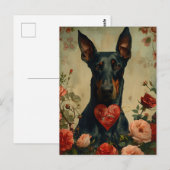 Carte Postale Doberman vintage Saint Valentin (Devant / Derrière)