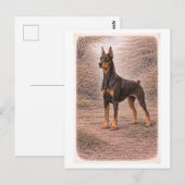 Carte Postale Dobermann de style vintage (Devant / Derrière)