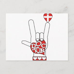 CARTE POSTALE DOCTEUR ASL SIGNE JE VOUS AIME - COEUR - CROIX MÉD
