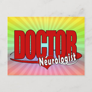 CARTE POSTALE DOCTEUR ROUGE DE LOGO DE NEUROLOGUE GRAND