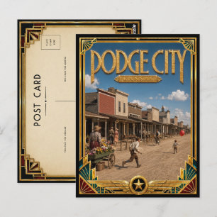 Carte Postale Dodge City Kansas Art Déco Vintage Âge d'Or