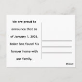Carte Postale Dog Forever Home Announcement  (Dos)