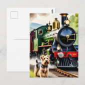 Carte Postale Dog Greeting steam train (Devant / Derrière)