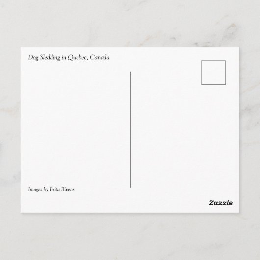 Carte Postale Dog Sledding à Québec, Canada (Dos)