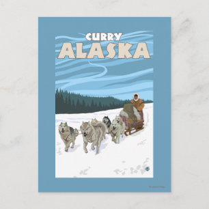 Carte Postale Dog Sledding Scene - Curry, Alaska