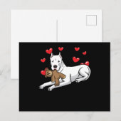 Carte Postale Dogo Argentino Chien Avec Animal Stuffé Et Coeurs (Devant / Derrière)