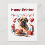 Carte Postale Dogue anglais Mastiff Anniversaire  (Devant)